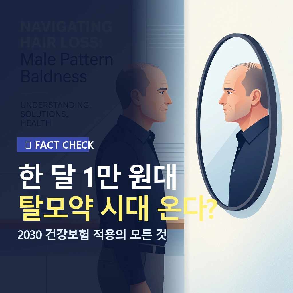 탈모약 비용과 고민을 담은 청년의 일러스트