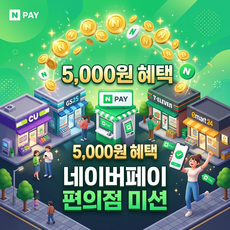 💸 네이버페이 편의점 미션! 결제하고 최대 5천원 혜택 챙겨가세요