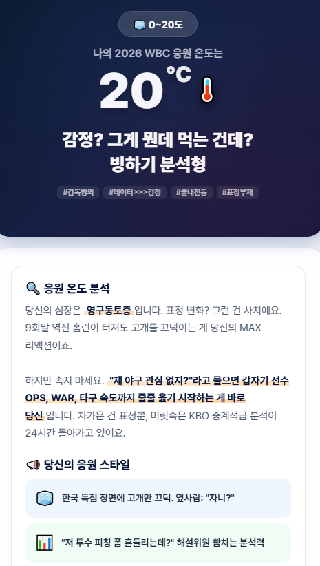 WBC 응원 온도계 테스트 결과 예시